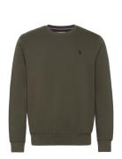 Uspa Sweat O Neck Adler Men Tops Sweatshirts & Hoodies Sweatshirts Khaki Green U.S. Polo Assn.