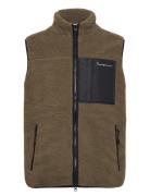 Teddy Fleece Vest - Grs/Vegan Tops Sweatshirts & Hoodies Fleeces & Midlayers Khaki Green Knowledge Cotton Apparel