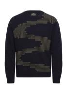 Eco Wool Vilhelm Lines Knit Tops Knitwear Round Necks Navy Mads Nørgaard