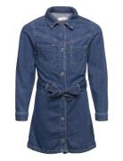 Denim Shirt Dress Dresses & Skirts Dresses Casual Dresses Long-sleeved Casual Dresses Blue Mango