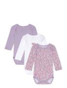 Nbfbody 3P Ls Lilac Petit Flower Noos Bodies Long-sleeved Purple Name It