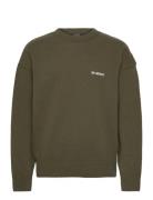 Logo Relaxed Knit Sweater Tops Knitwear Round Necks Green HAN Kjøbenhavn