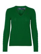 Cable-Knit Wool-Cashmere V-Neck Sweater Tops Knitwear Jumpers Green Polo Ralph Lauren