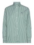 Relaxed Fit Striped Cotton Shirt Tops Shirts Long-sleeved Green Polo Ralph Lauren