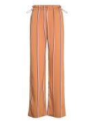 Gathered Long Pants, 2249 Striped V Bottoms Trousers Straight Leg Orange STINE GOYA