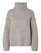 Slfgabella Ls Knit High-Neck Noos Tops Knitwear Turtleneck Grey Selected Femme