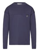 Long Sleeve Cotton T-Shirt Tops T-shirts Long-sleeved T-Skjorte Navy Mango