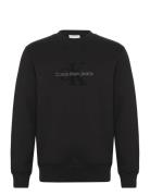 Chenille Monologo Crew Neck Tops Sweatshirts & Hoodies Sweatshirts Black Calvin Klein Jeans