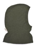 Lt. Knitted Merino Balaclava With Frill Accessories Headwear Balaclava Green Copenhagen Colors