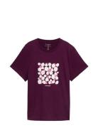 T-Shirt Crew Neck Artwork Tops T-shirts & Tops Short-sleeved Burgundy Tom Tailor