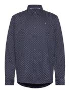 Valencia Stretch Aop Shirt Ls Tops Shirts Casual Blue Clean Cut Copenhagen