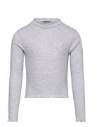 Cropped Rib Longsleeve Tops T-shirts Long-sleeved T-Skjorte Grey Tom Tailor