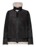 Lydia Shearling Jacket Læderjakke Skindjakke Black Jofama