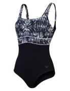 Womens Shaping Contoureclipse Printed Swimsuit Sport Swimsuits Black Speedo