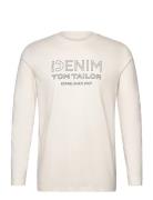 Printed Longsleeve Tops T-Langærmet Skjorte Cream Tom Tailor