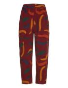 Brushstrokes Printed Cocoon Pants Bottoms Trousers Wide Leg Burgundy Bobo Choses