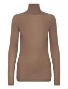 Angelabb Roll Neck Tops T-shirts & Tops Long-sleeved Brown Bruuns Bazaar