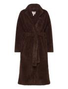 Teddy Long Coat Outerwear Faux Fur Brown A-View