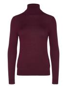 Silk-Blend Turtleneck Sweater Tops Knitwear Turtleneck Burgundy Lauren Ralph Lauren