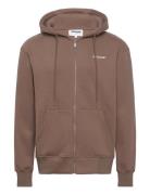 Essentiel Bit Ls Zip Up Hoo Tops Sweatshirts & Hoodies Hoodies Brown SIXTH JUNE