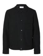 Slhnealy Ls Knit Shirt Jacket Noos Uldjakke Jakke Black Selected Homme