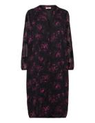 Carmelena L/S V-Neck Midi Dress Aop Knælang Kjole Black ONLY Carmakoma