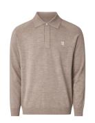 Don Merino Rugby Polo Sweater Tops Knitwear Long Sleeve Knitted Polos Beige Lexington Clothing