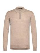 Melvin Poloshirt Tops Knitwear Long Sleeve Knitted Polos Beige Oscar Jacobson