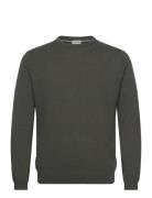 100 % Merino Crew Neck Knit Tops Knitwear Round Necks Khaki Green Lindbergh Black