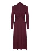 Twist-Front Stretch Jersey Dress Knælang Kjole Burgundy Lauren Ralph Lauren