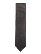 Structured Linen Blend Tie 7 Cm Slips Grey Lindbergh Black