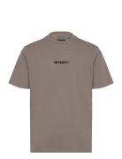 Micro Logo Graphic Loose Tee Tops T-Kortærmet Skjorte Beige Superdry