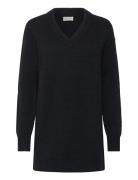 Textured Sweater V-Neck Dress Tops Knitwear Jumpers Black Calvin Klein Jeans