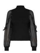 Krista Organza Puff Slv Top Tops Blouses Long-sleeved Black French Connection