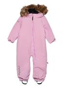 Toddler Padded Jumpsuit With Fur Outerwear Coveralls Snow-ski Coveralls & Sets Pink ISBJÖRN Of Sweden