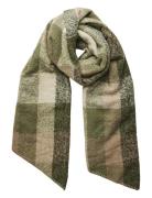 Pcpyron Checked Long Scarf Noos Bc Accessories Scarves Winter Scarves Khaki Green Pieces