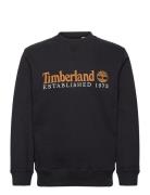 Established 1973 Embroidery Logo Brush Back Crew Neck Black Tops Sweatshirts & Hoodies Sweatshirts Black Timberland