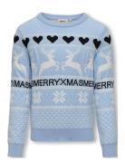 Kogmerry Xmas Ls O-Neck Box Cs Knt Tops Knitwear Pullovers Blue Kids Only