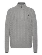 Cable-Knit Cotton Sweater Tops Knitwear Half Zip Jumpers Grey Polo Ralph Lauren