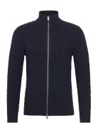 Slhryan Structure Full Zip Tops Knitwear Full Zip Jumpers Navy Selected Homme