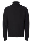 Slhaxel Ls Knit Roll Neck Noos Tops Knitwear Turtlenecks Black Selected Homme