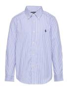 Striped Cotton Poplin Shirt Tops Shirts Long-sleeved Shirts Blue Ralph Lauren Kids