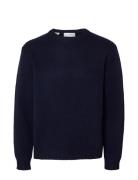 Slhcody Ls Knit Relaxed Crew Neck Noos Tops Knitwear Round Necks Navy Selected Homme