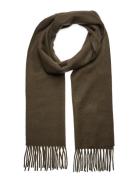 Solid Patch Cash Accessories Scarves Winter Scarves Khaki Green Hackett London