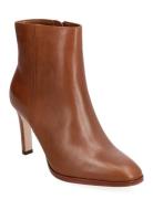 Dylann Burnished Leather Bootie Shoes Boots Ankle Boots Ankle Boots With Heel Brown Lauren Ralph Lauren