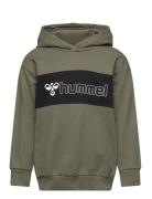 Hmlatlas Hoodie Tops Sweatshirts & Hoodies Hoodies Khaki Green Hummel