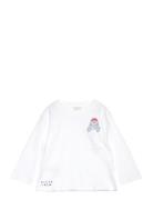 Embroidered Detail Cotton T-Shirt Tops T-shirts Long-sleeved T-Skjorte White Mango