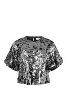 Slftana 3/4 Sequins Top B Tops Blouses Short-sleeved Silver Selected Femme