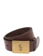 Pony Plaque Leather Belt Accessories Belts Classic Belts Brown Polo Ralph Lauren