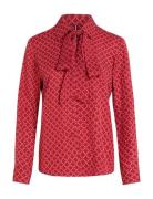 Diamond Monotype Vis Reg Blouse Tops Blouses Long-sleeved Red Tommy Hilfiger